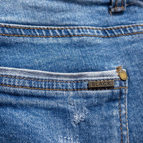 Black Label Skinny Jeans Distressed Blue Raw Hem Size 25 Y2K Grunge - Picture 8 of 10